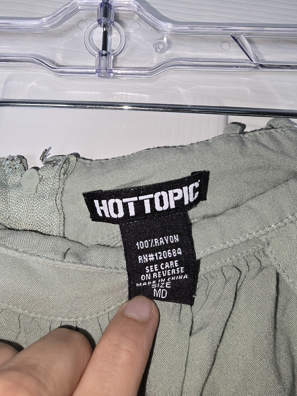 Hot Topic Sage Green Mini Skirt with Strawberry Trim Suspender Size Medium - Picture 4 of 4